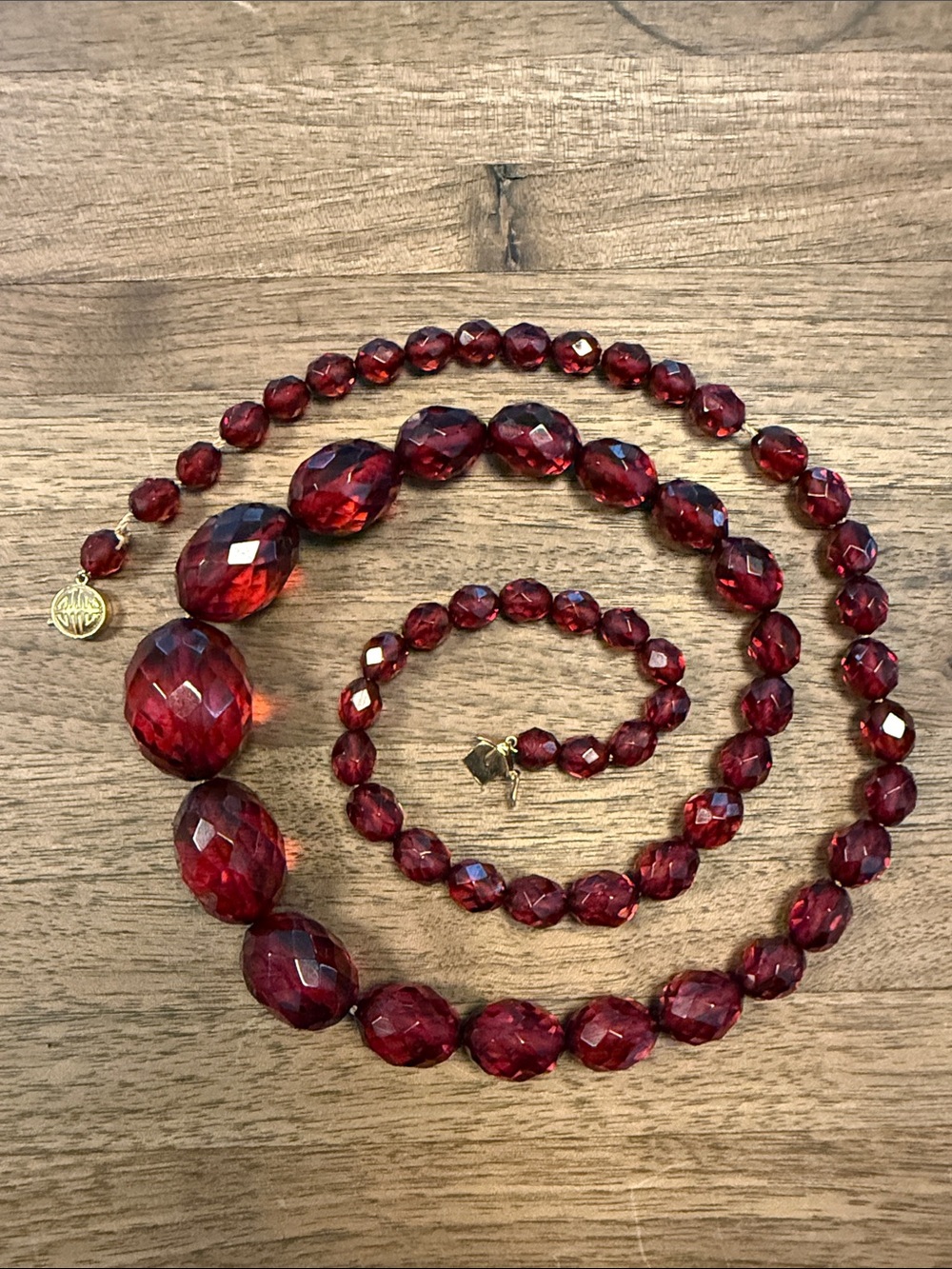 Cherry amber  Faceted Bakelite  Necklace